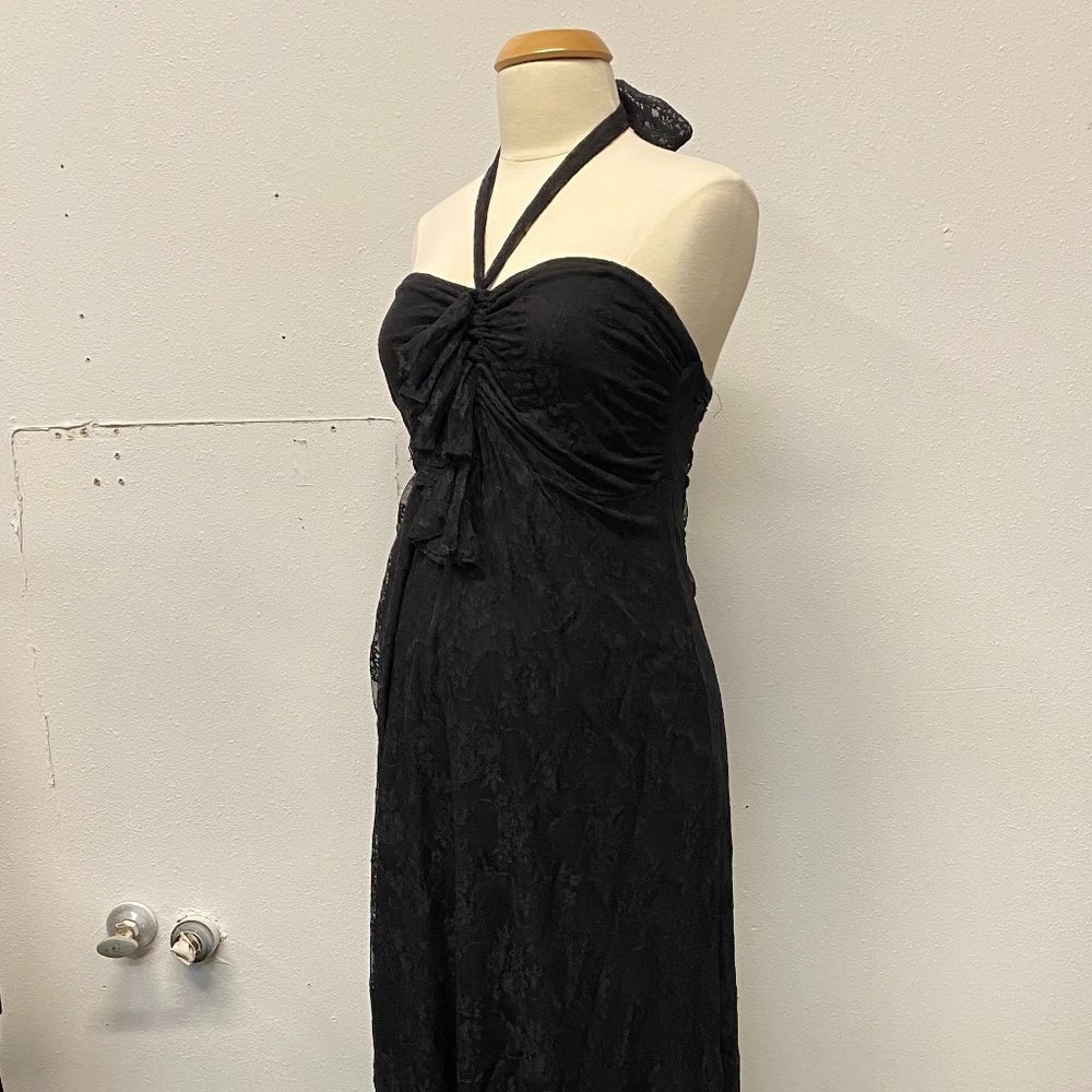 Olian Black Lace Halter Maternity Dress